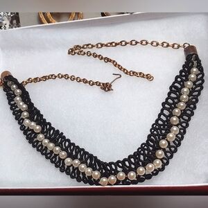 Black & Pearl Choker Necklace